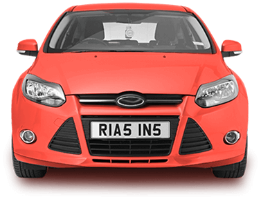 Red car with personalised number plate 