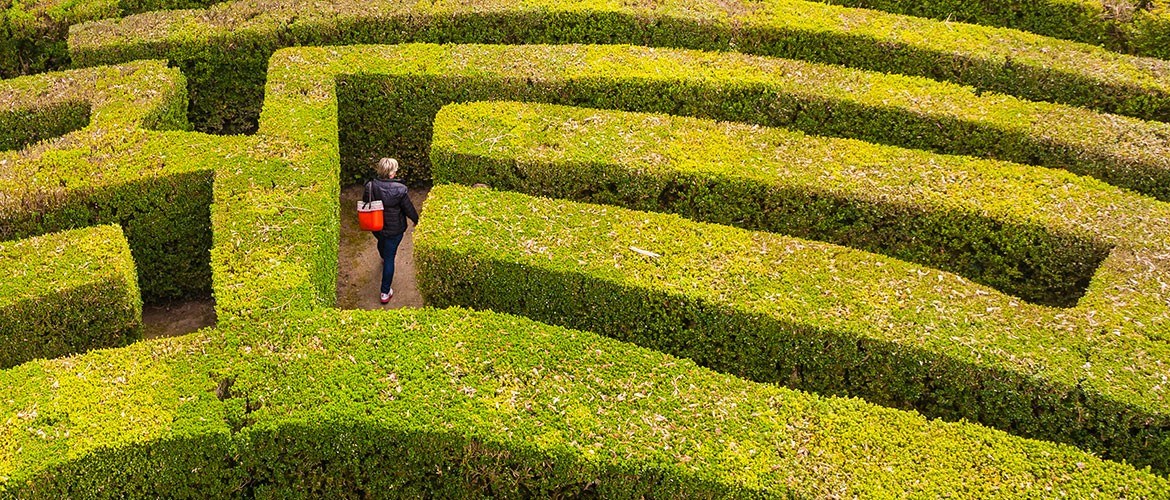 A woman in a maze