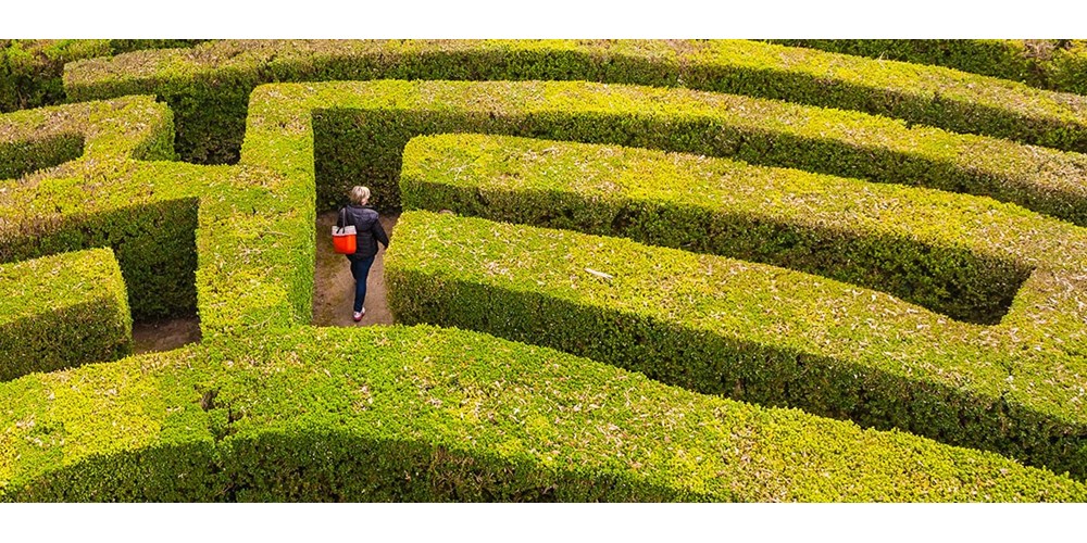 A woman in a maze