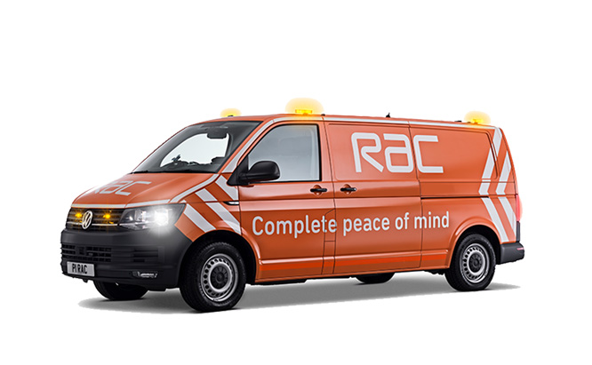 photo of an orange RAC van