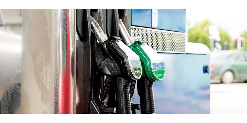 Petrol and diesel pumps at petrol station 