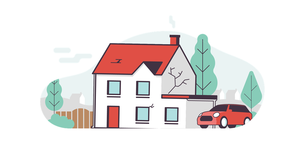 illustration of house with cracks in wall