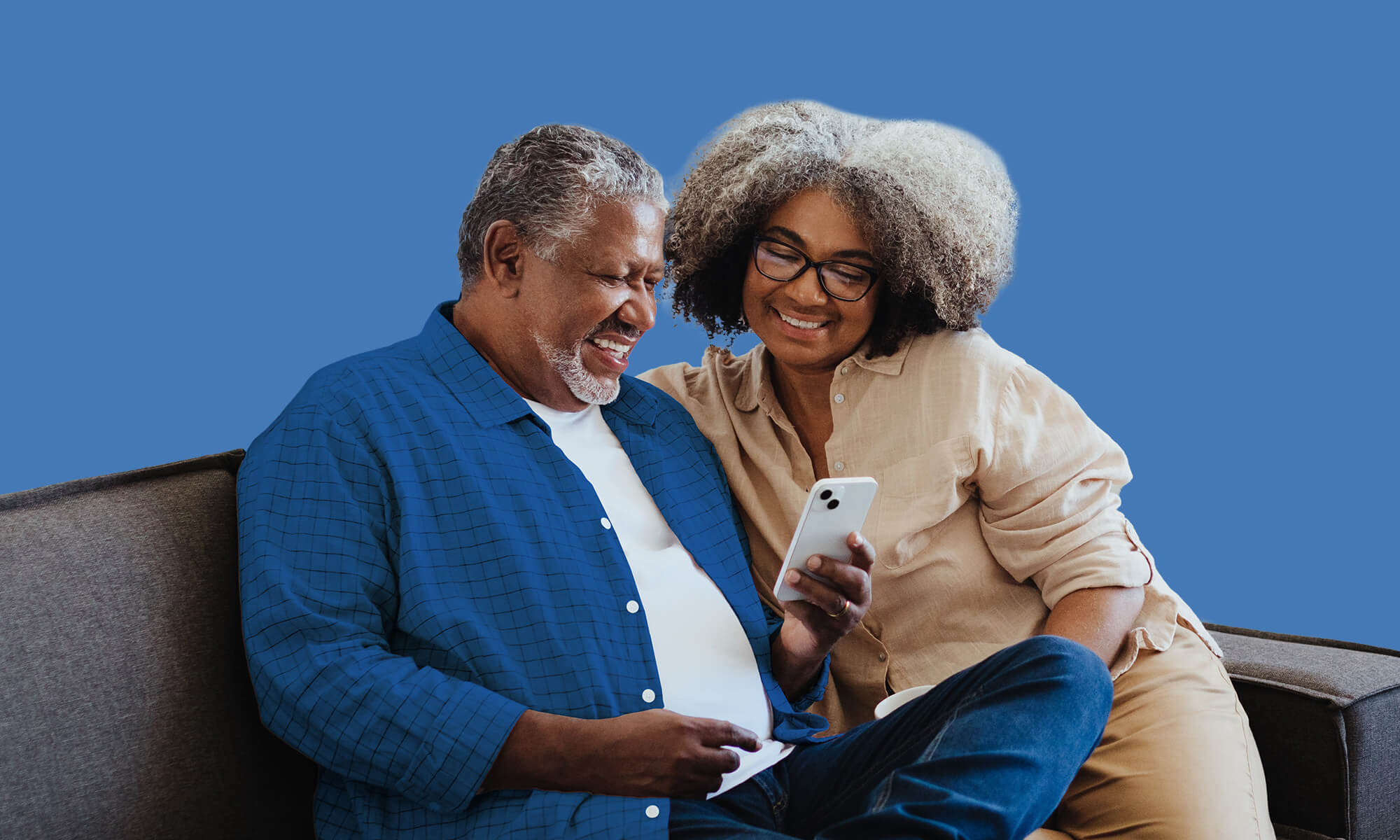 Man and a lady on the sofa